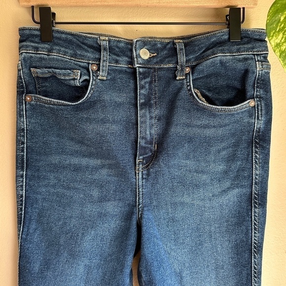 Free People Dark Blue Raw Hem High Rise Jeans - Picture 3 of 6